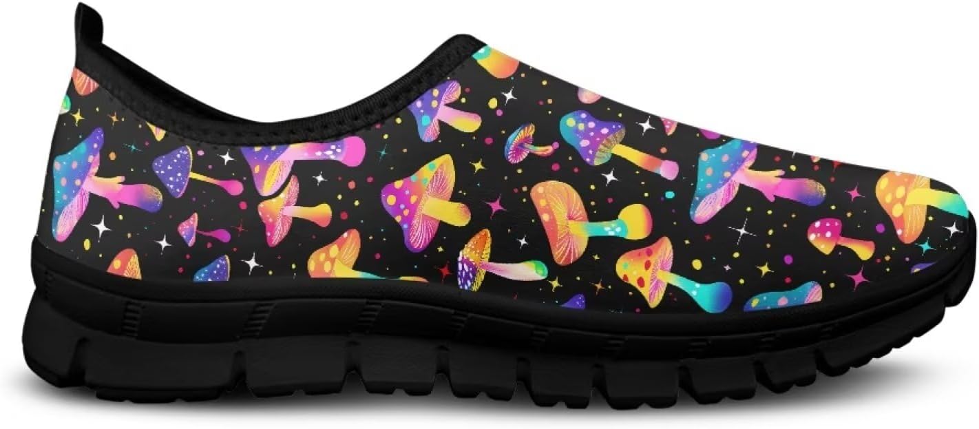 

Кеды-слипоны Binienty для женщин и мужчин с художественным принтом, удобные для путешествий, с круглым носком, плоской подошвой, обувь для медсестер, Colored Mushroom