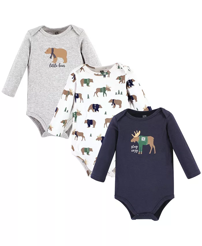

Детский хлопковый боди с длинным рукавом 3 шт Hudson Baby, синий