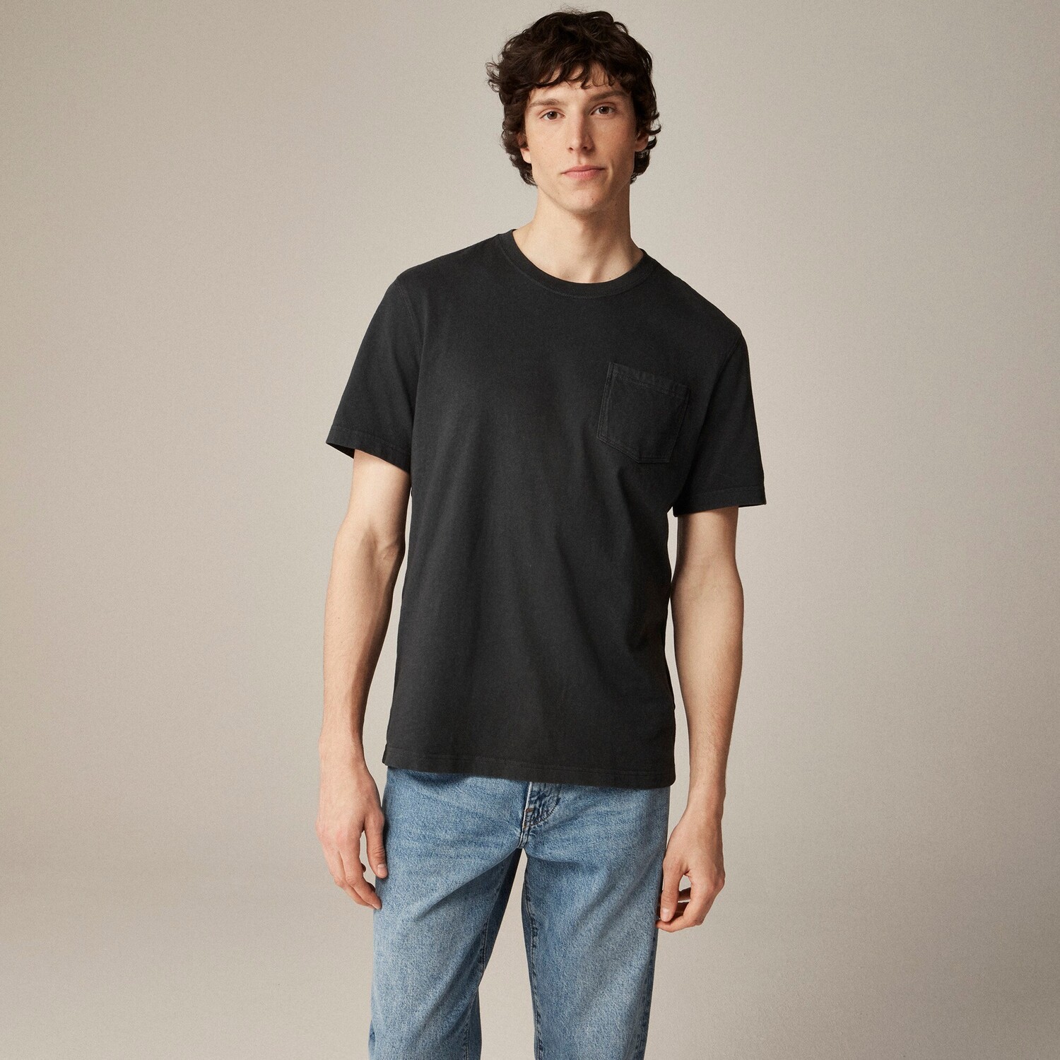 

Футболка из хлопка Vintage-Wash с карманом J.Crew, черный