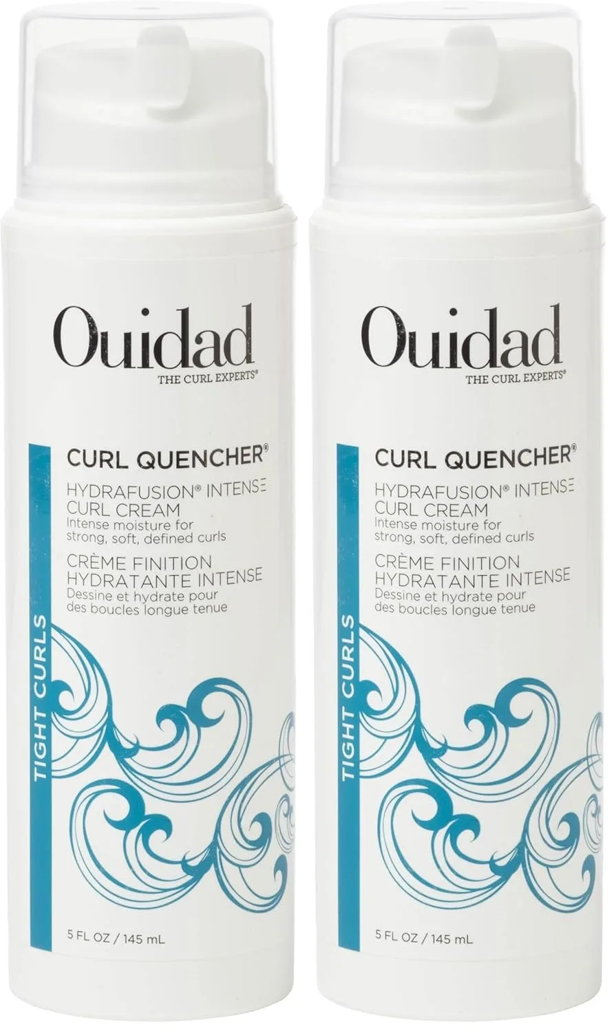 Ouidad Curl Quencher Hydrafusion Intense Curl Cream - 5 унций (142 г), крем для укладки и определения завитков, гибкая фиксация, контроль пушистости, увлажнение для тугих кудрей 148 мл (2 шт.)