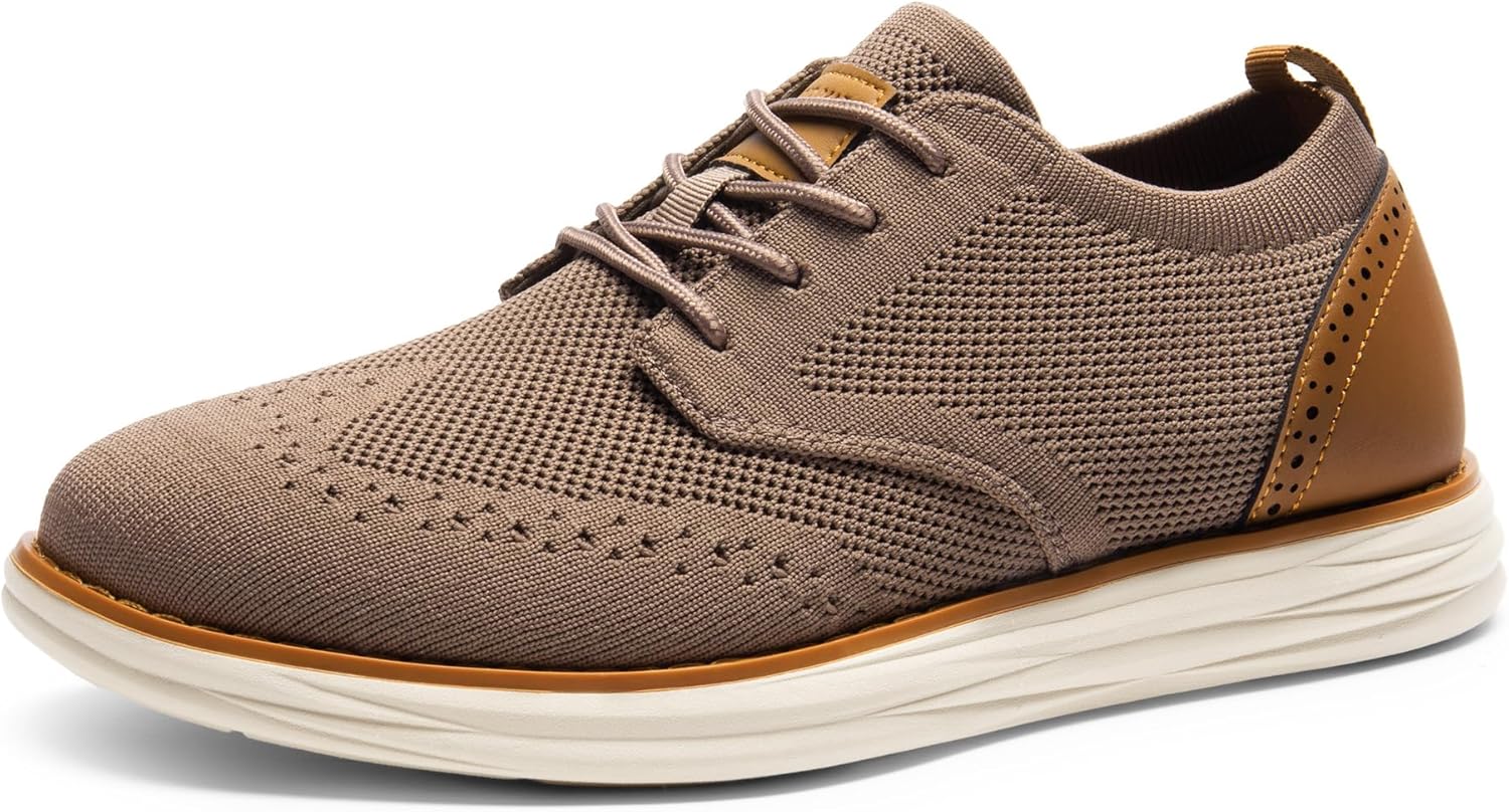 

Кроссовки Bruno Marc для мужчин KnitFlex Craft Mesh Oxfords, повседневные, с шнуровкой, легкие для ходьбы, светло-коричневый
