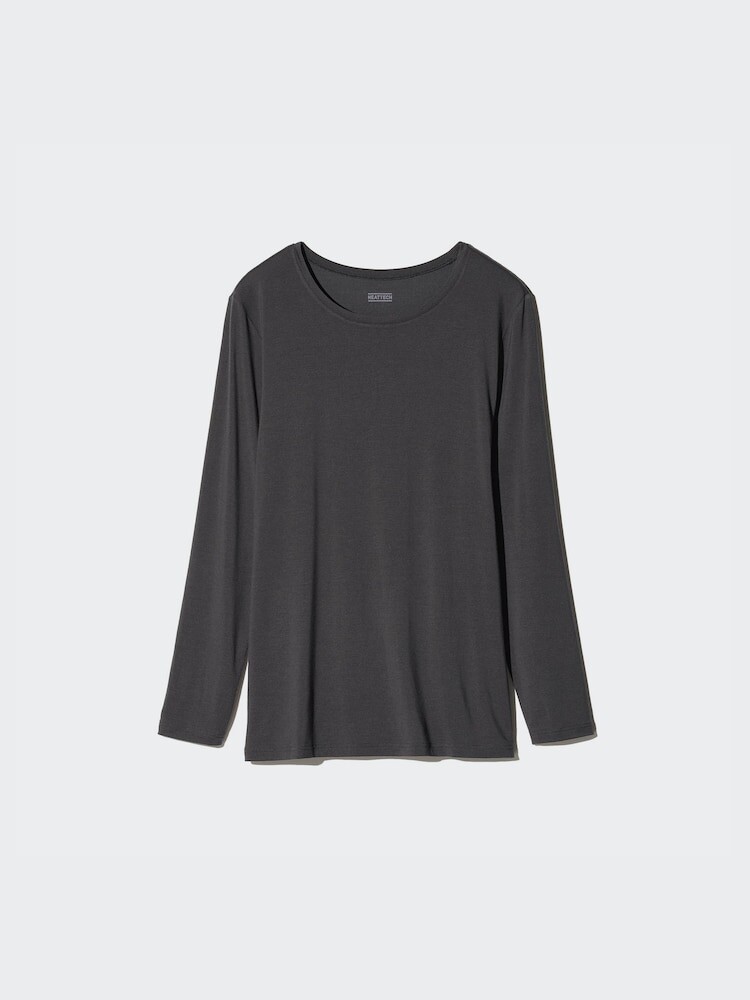 Футболка с круглым вырезом heattech Uniqlo, серый — фото 3