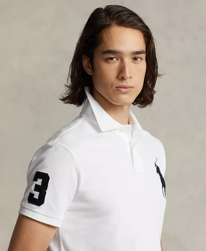 Мужская поло Big Pony Custom Slim Fit с сетчатой тканью Polo Ralph Lauren, белый — фото 3