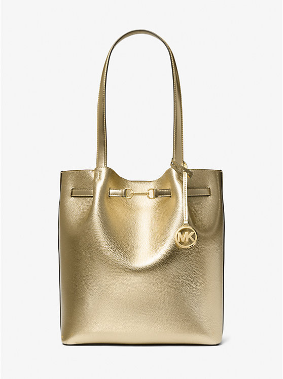 

Большая сумка Carson из металлизированной кожи на плечо Michael Kors, золотой