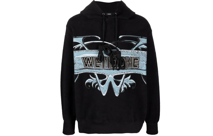 

We11Done Толстовка унисекс, черные, с капюшоном, средней толщины, стандартного размера