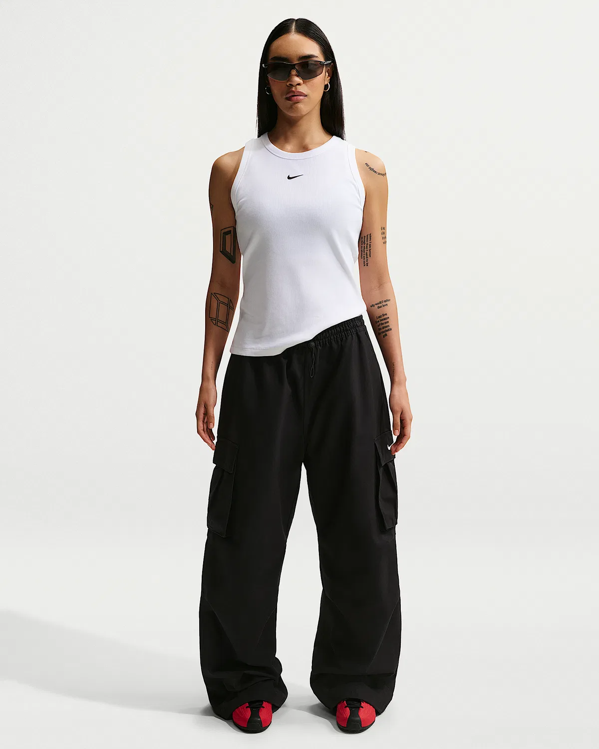 Женский облегающий топ Nike Sportswear с ребристой текстурой, White/Black — фото 4