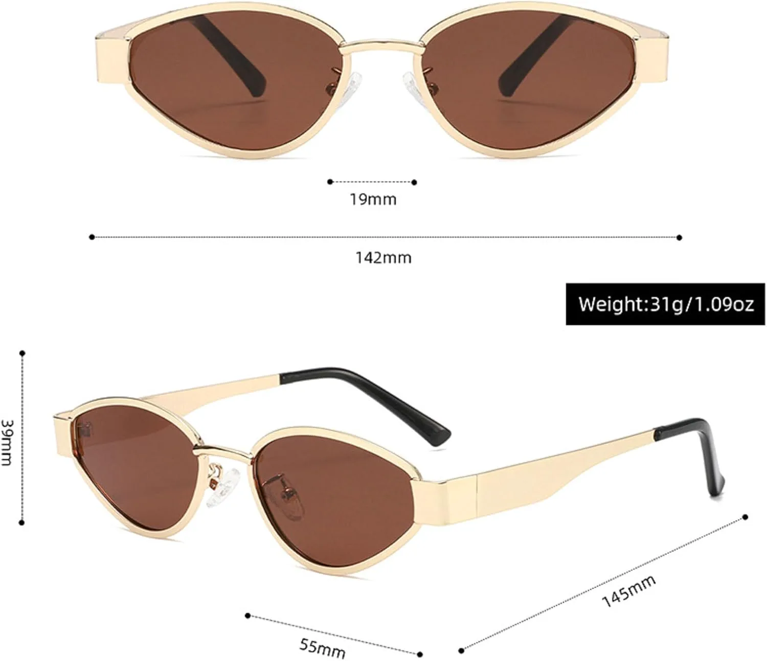 

Ретро-солнцезащитные очки овальной формы для женщин, очки «кошачий глаз», модные винтажные очки с металлической оправой и защитой от УФ-излучения UV400 mincl, C4