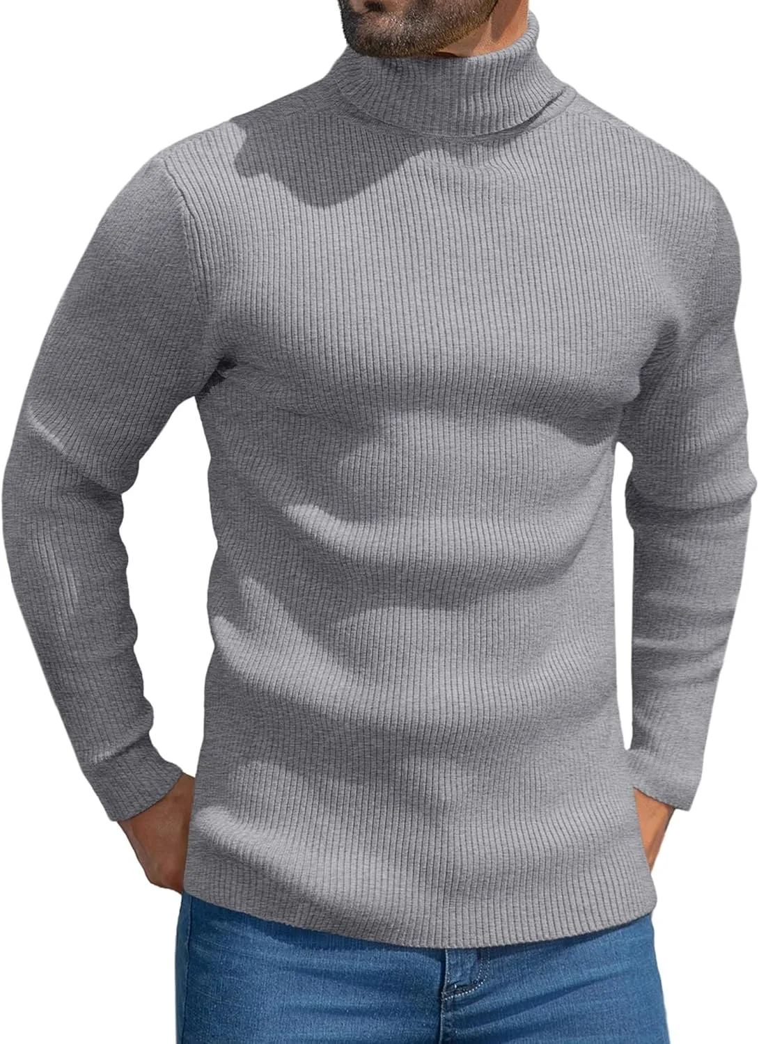 

Мужской вязаный свитер-водолазка Ribbed Slim Fit MioRoim