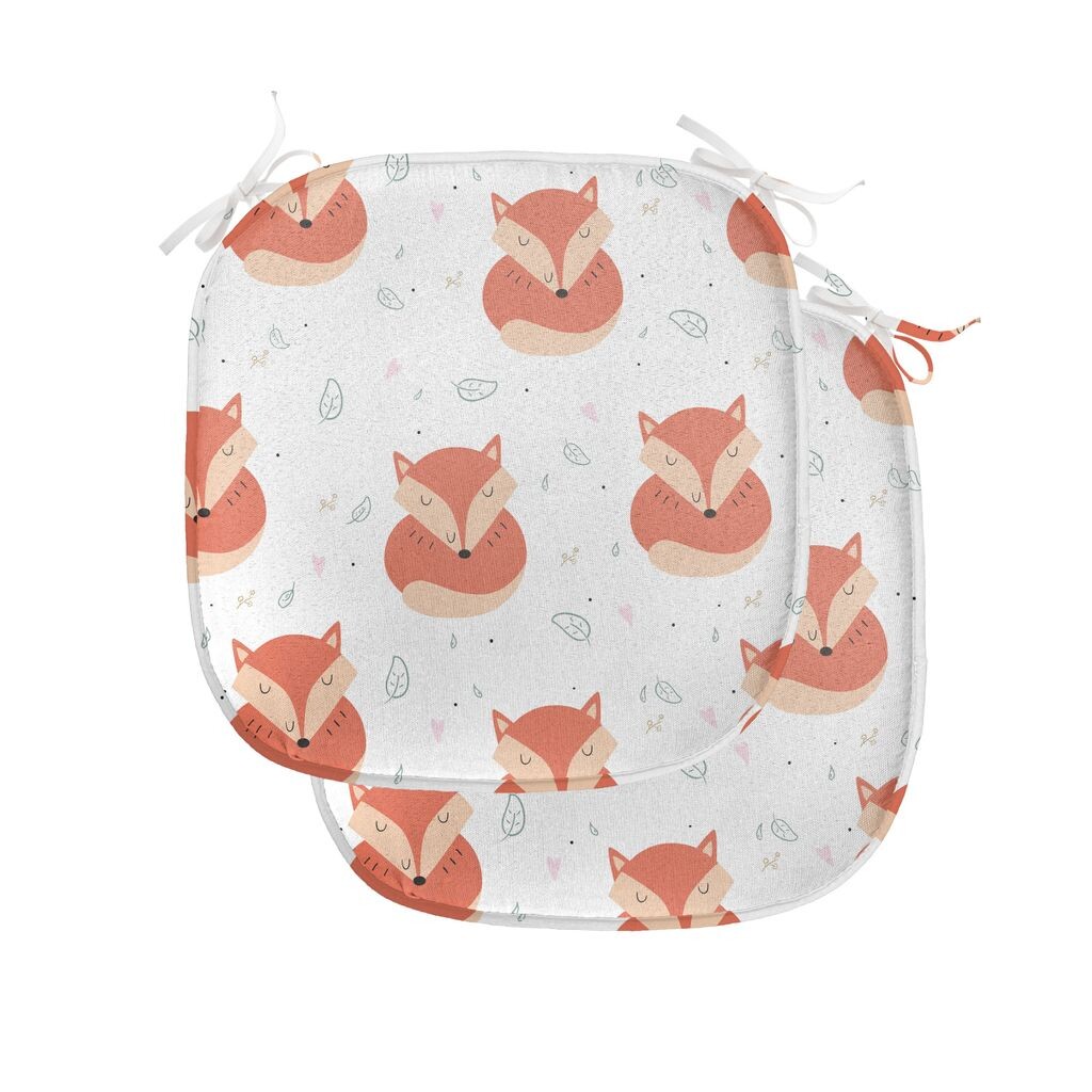 

Подушка для обеденного стула ABAKUHAUS Fox, винтажное животное для сна, декоративная водонепроницаемая подушка с ремнями для кухонных сидений, 40 см x 40 см — упаковка из 2 шт., кораллово-бежевый, белый