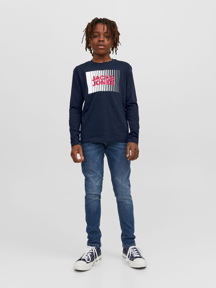 JACK & JONES Junior Футболка с длинными рукавами темно-синего цвета — фото 4