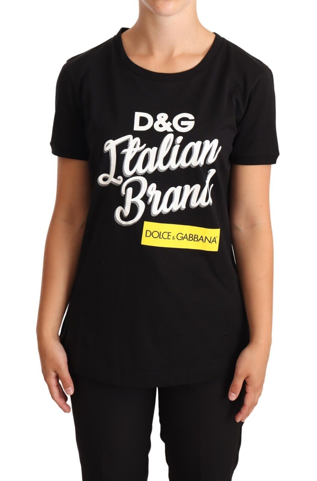 

Элегантная черная футболка с логотипом Dolce & Gabbana