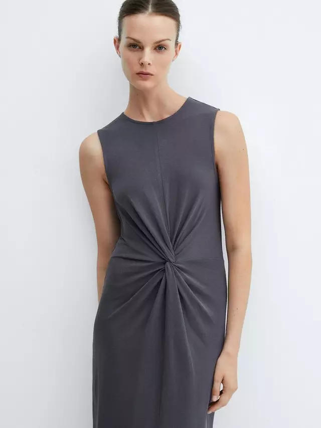 

Платье Mango Fertina Cotton Midi, серый