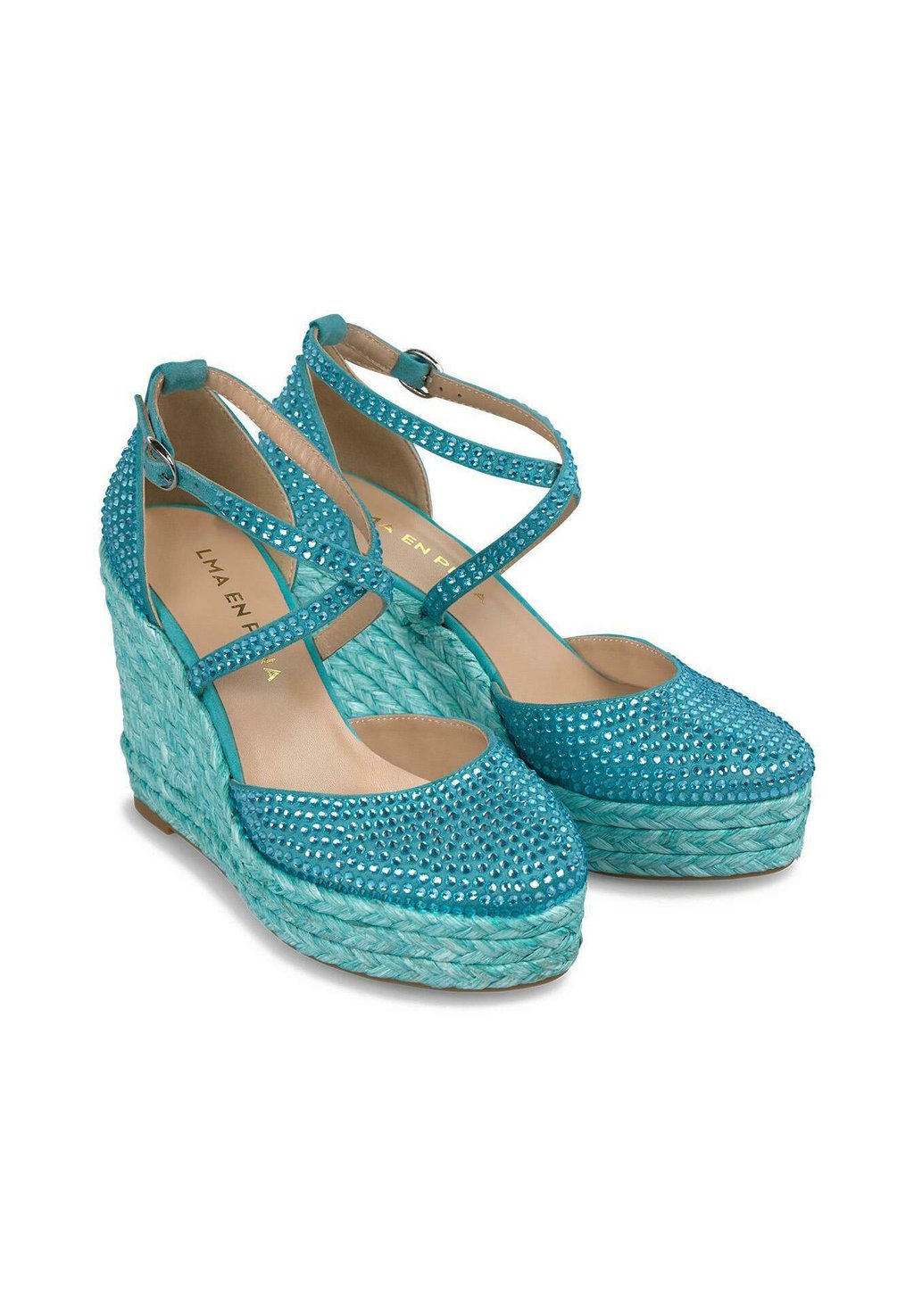 Босоножки на платформе CON PUNTERA REDONDEADA Y CIERRE CON HEBILLA - High heels Alma en Pena, бирюзовый — фото 3