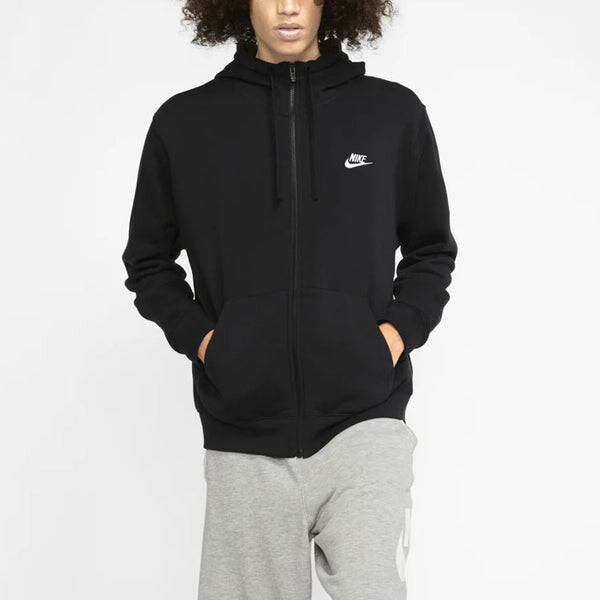Толстовка Nike Sportswear Club Fleece Embroidered Logo Solid Color hooded Zipper Black, черный — фото 4