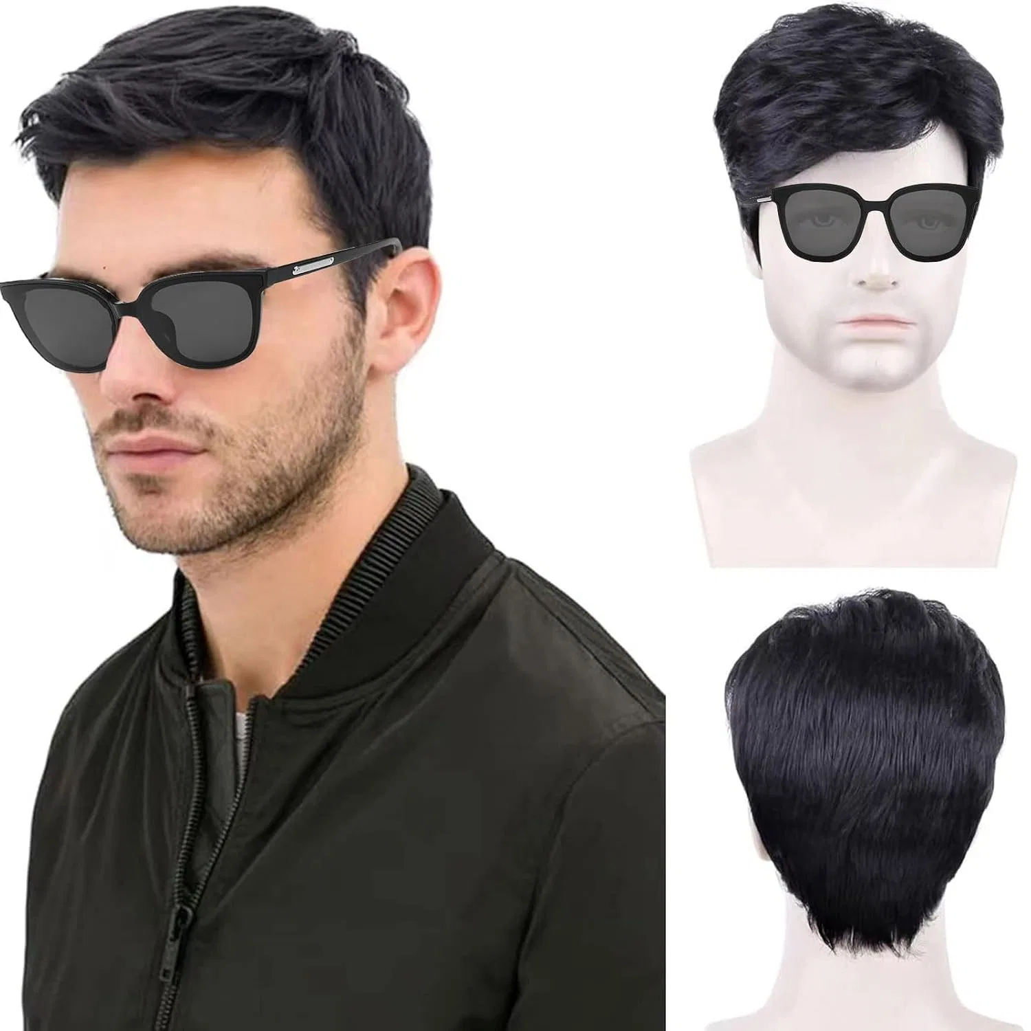 Мужской короткий кудрявый парик черный от TSHAOUN Tshaoun, Black