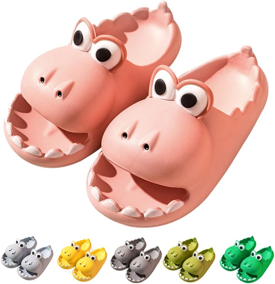 

Женские сланцы с динозаврами, милые с большой мордочкой, сандалии EVA с открытым носком, мягкие, для дома и улицы, пляжа, спа Shjnfb, розовый