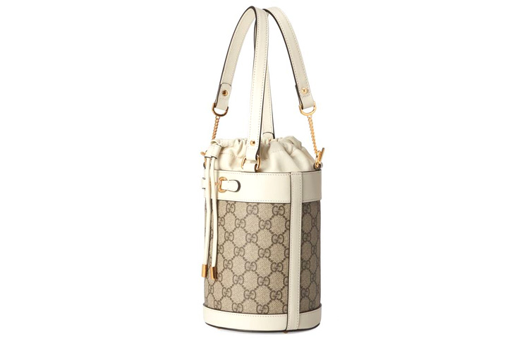 GUCCI Сумка-ведро с кожаной отделкой и конской удилой 1955 — фото 2