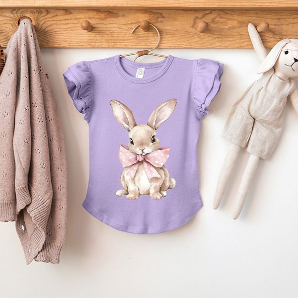 Футболка с принтом Bunny watercolor with bow и рукавами-крылышками The Juniper Shop, Seafoam — фото 2