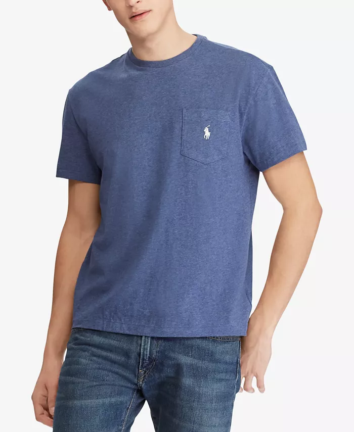 

Мужская классическая футболка с круглым вырезом и карманом Polo Ralph Lauren, синий