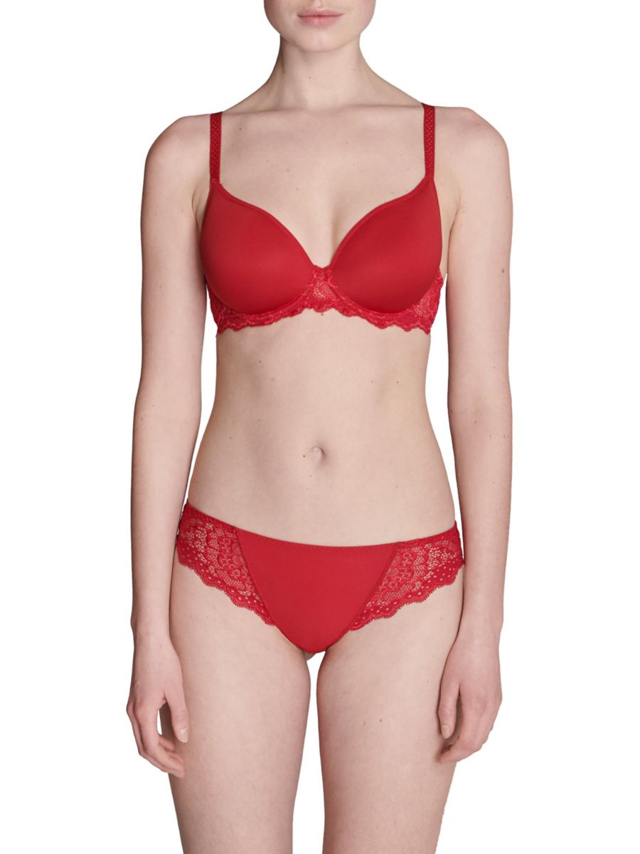 

Бюстгальтер-футболка Caresse 3D с глубоким вырезом Simone Pérèle, цвет Tango Red