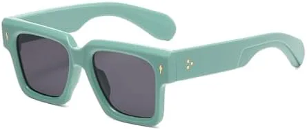 

Классические ретро квадратные очки, модные простые солнцезащитные очки в крупной оправе, металлическая оправа, модель Ocean Piece, женские MTZJH, Green Black