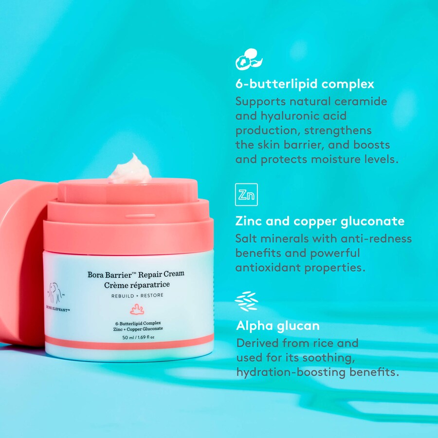 Крем Bora Barrier Rich Repair с 6-масляным липидным комплексом, который можно заправлять повторно. Drunk Elephant, 1.69 oz /50 mL — фото 4