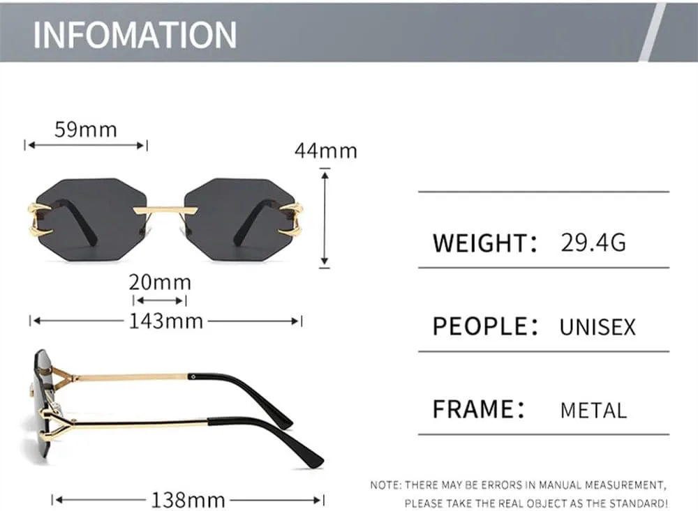

Солнцезащитные очки без оправы шестиугольной формы для женщин и мужчин, ретро-очки неправильной формы, защита от ультрафиолета UV400 для женщин HYYZZC, Tea