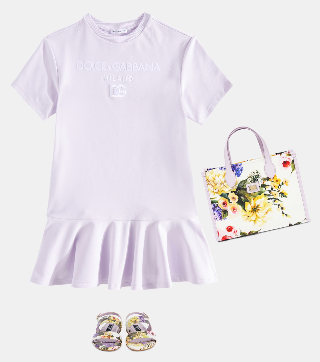 Платье из смесовой хлопковой ткани Dolce&Gabbana Kids, Glicine — фото 2