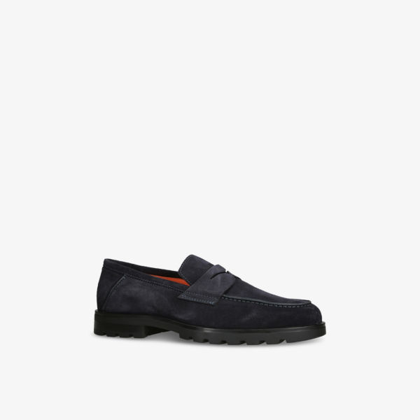 

Лоферы Santoni Roccia из замши, синий
