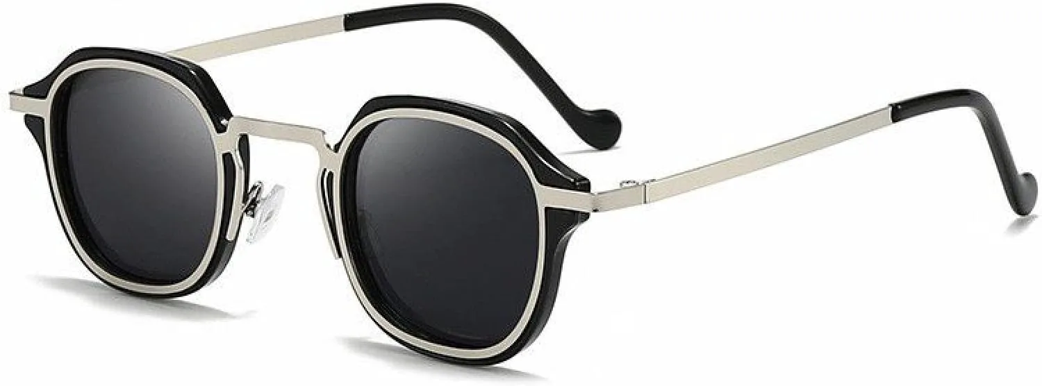 

Солнцезащитные очки в стиле ретро-стимпанк, маленькие, для мужчин и женщин, металлическая оправа, защита от УФ-излучения UV400 TKKTLLT, C3 Black Silverblack