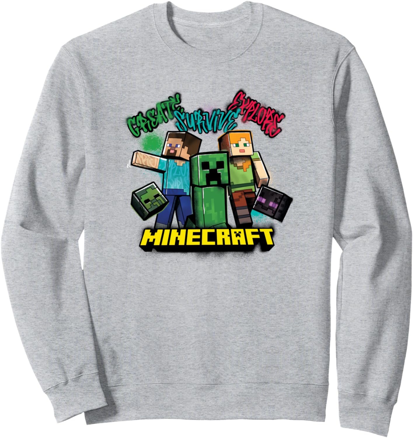 

Толстовка с изображением группы граффити-мобов из Minecraft, серая, Серый, Толстовка с изображением группы граффити-мобов из Minecraft, серая