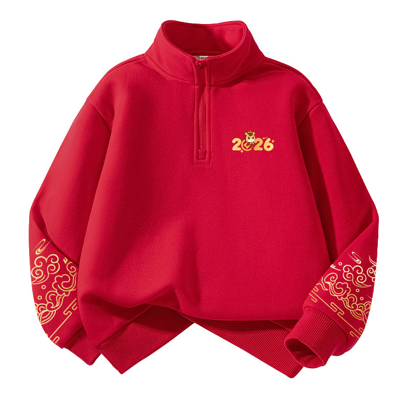 Детский свитшот с полуоткрытым воротником Moderate WARRIOR, [fleece-lined]черный/new year's eve k+h left sleeve embossed k+h right sleeve золото-stamped k — фото 2