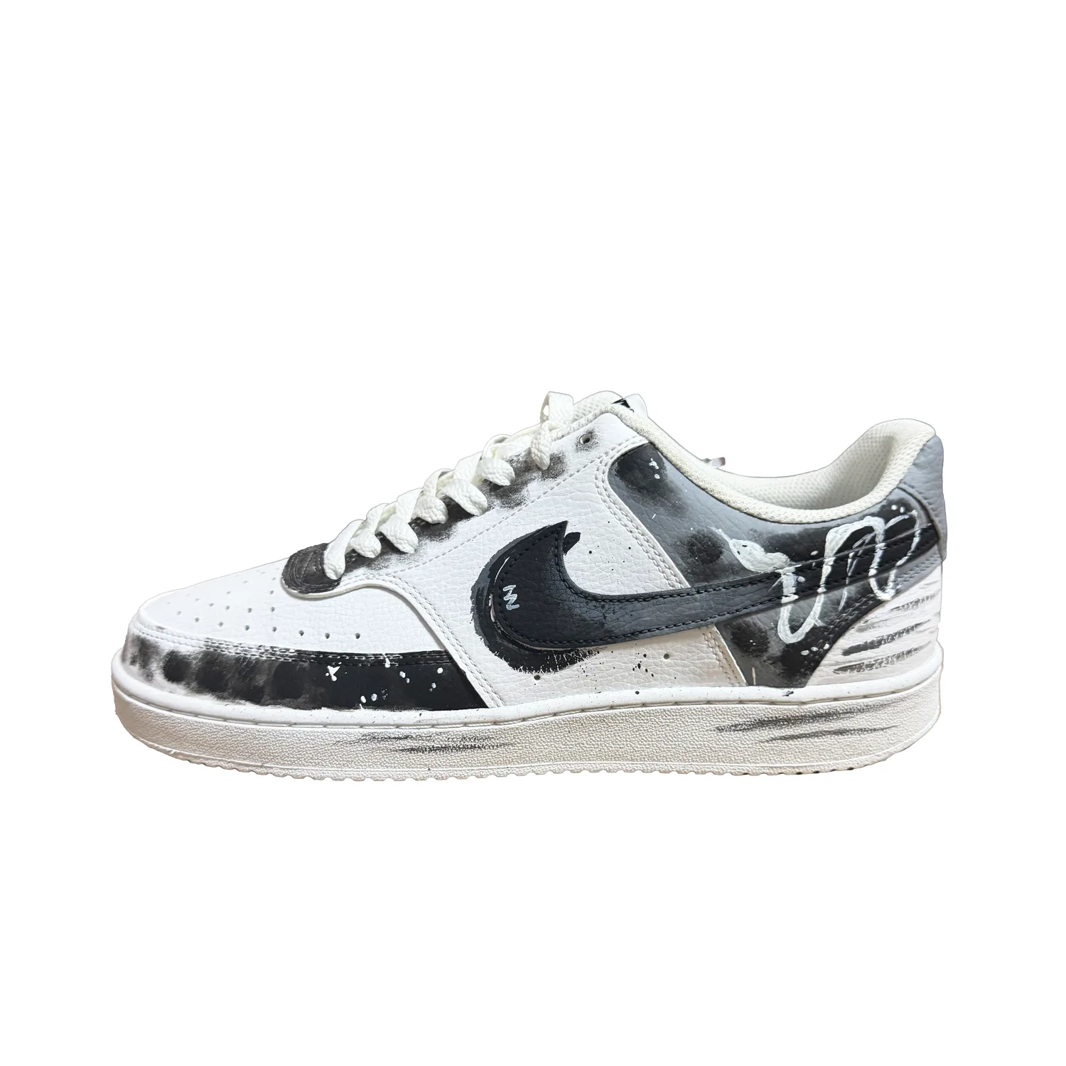 Nike Court Vision Black Shadow Warrior Leather Height Increasing Abrasion Resistant Slip Resistant Low top