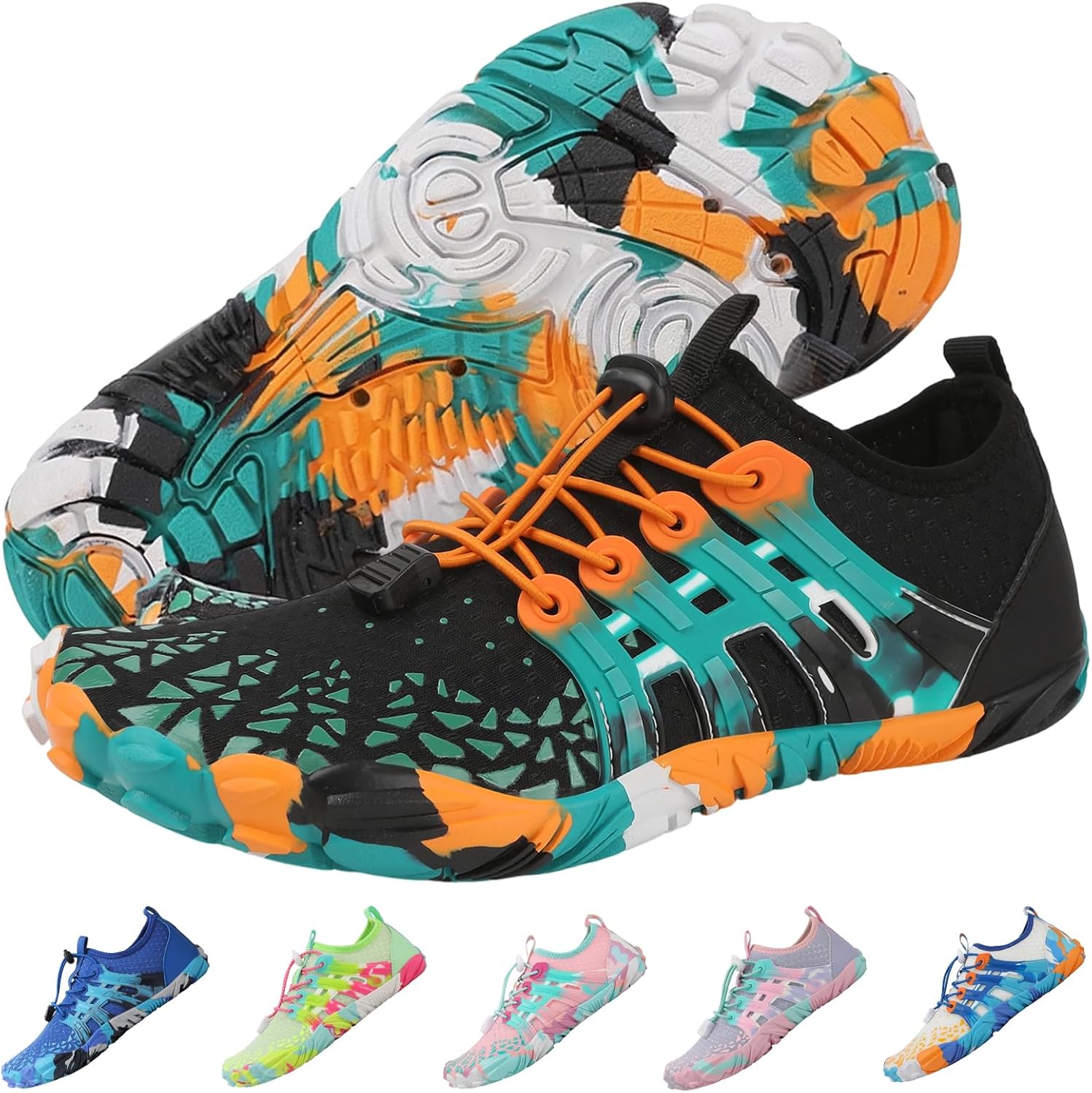 

Кроссовки для походов для женщин и мужчин, кроссовки для трейлраннинга, нескользящие дышащие походные ботинки, тренировочная обувь, водные обувь с широким носком Foehiex, черный