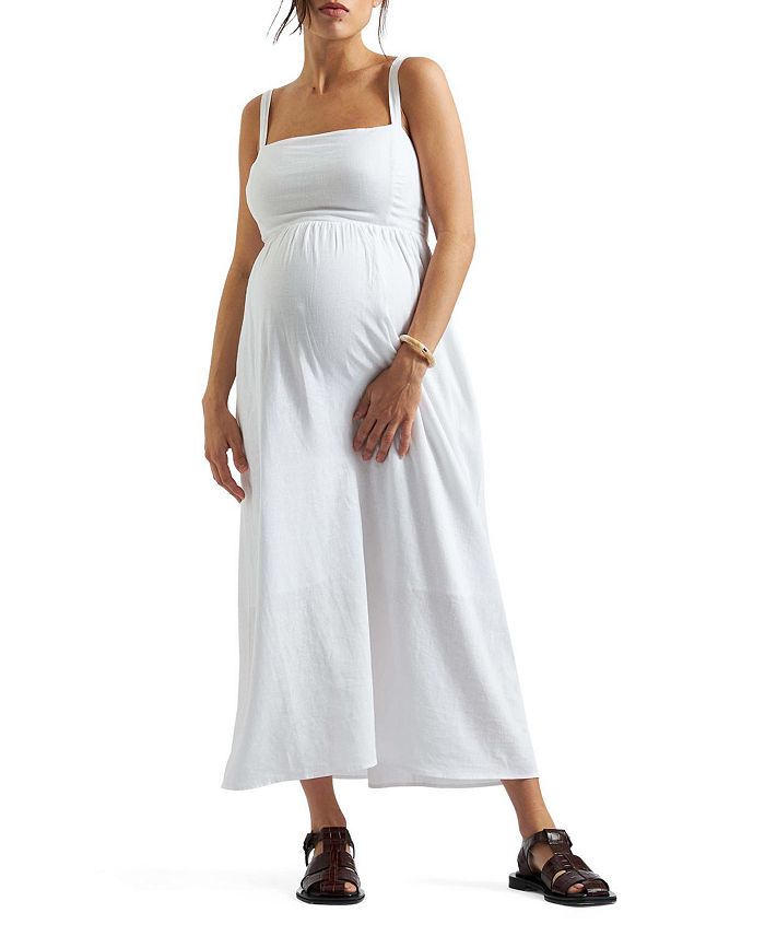

Платье из льна Simone с завязками на спине Ripe Maternity, белый