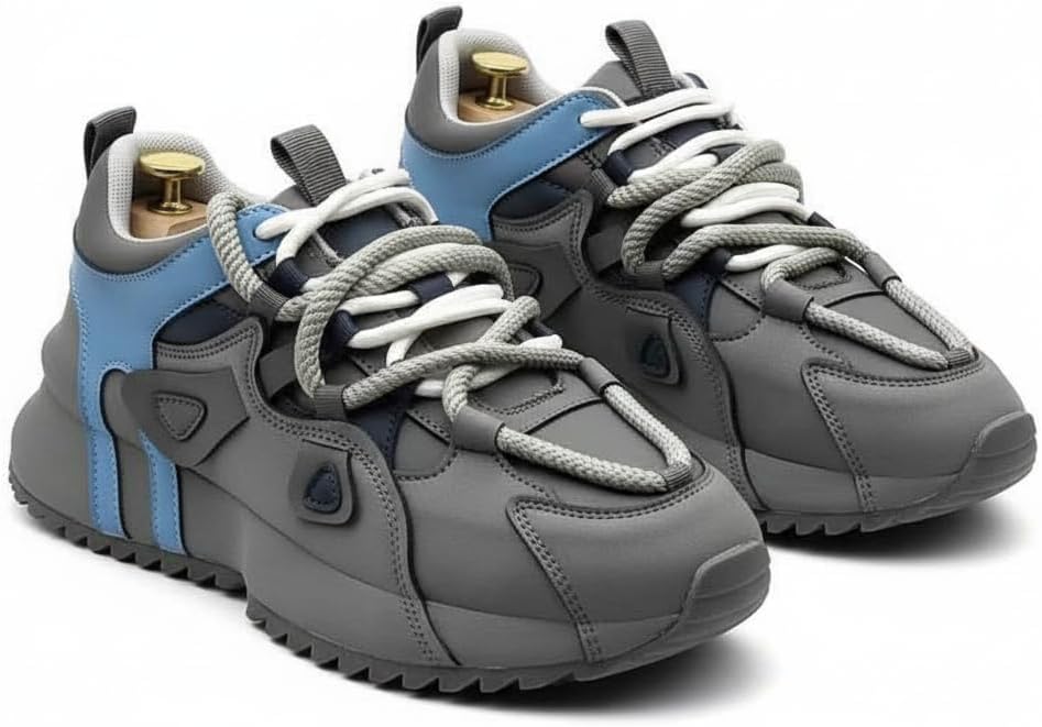 

Мужские модные кроссовки для увеличения роста - городские массивные платформенные туфли для стиля стритвир и повседневного комфорта при ходьбе Ctkvbmeoi, серый