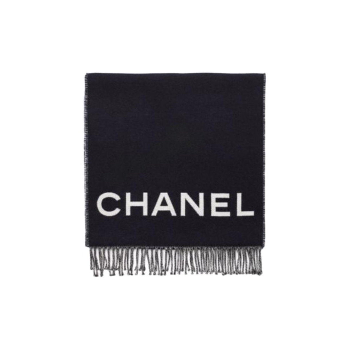 

CHANEL Шерстяной вязаный шарф унисекс черный, Black