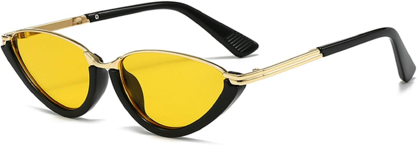 

Сексуальные солнцезащитные очки «кошачий глаз» для женщин, роскошные ретро-очки в маленькой треугольной оправе для вождения и активного отдыха, защита от ультрафиолета UV400 Melrose, Yellow