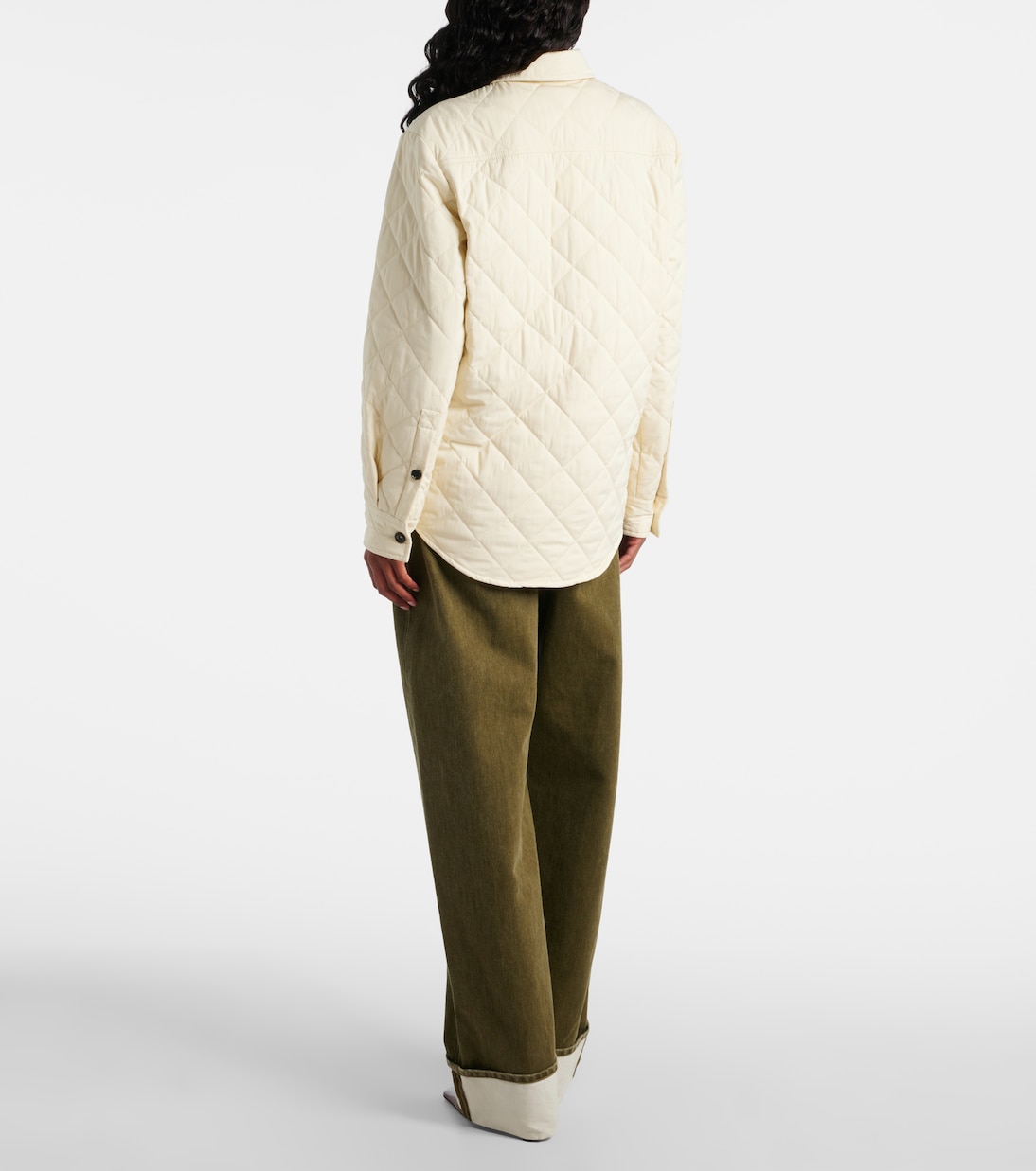 Стеганая верхняя рубашка из смесового хлопка Bottega Veneta, Sea Salt — фото 3