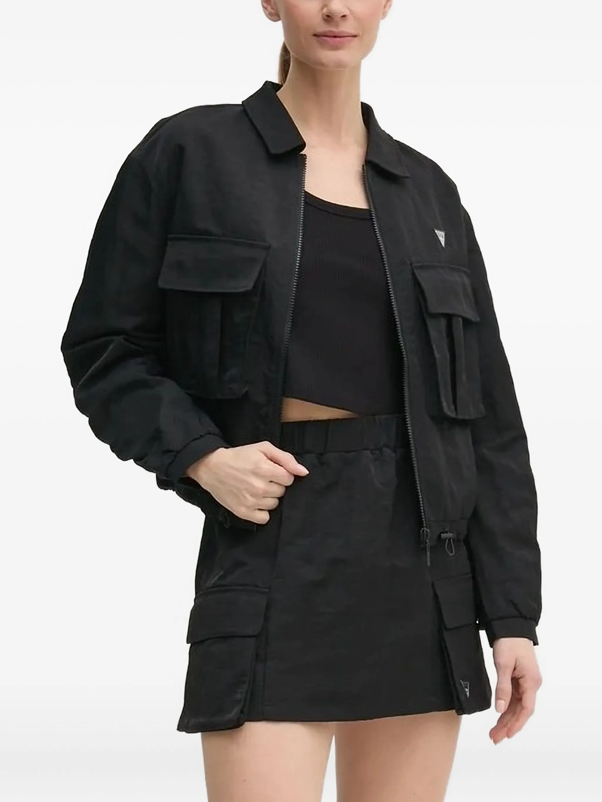 

Куртка на молнии с логотипом Guess Usa, черный