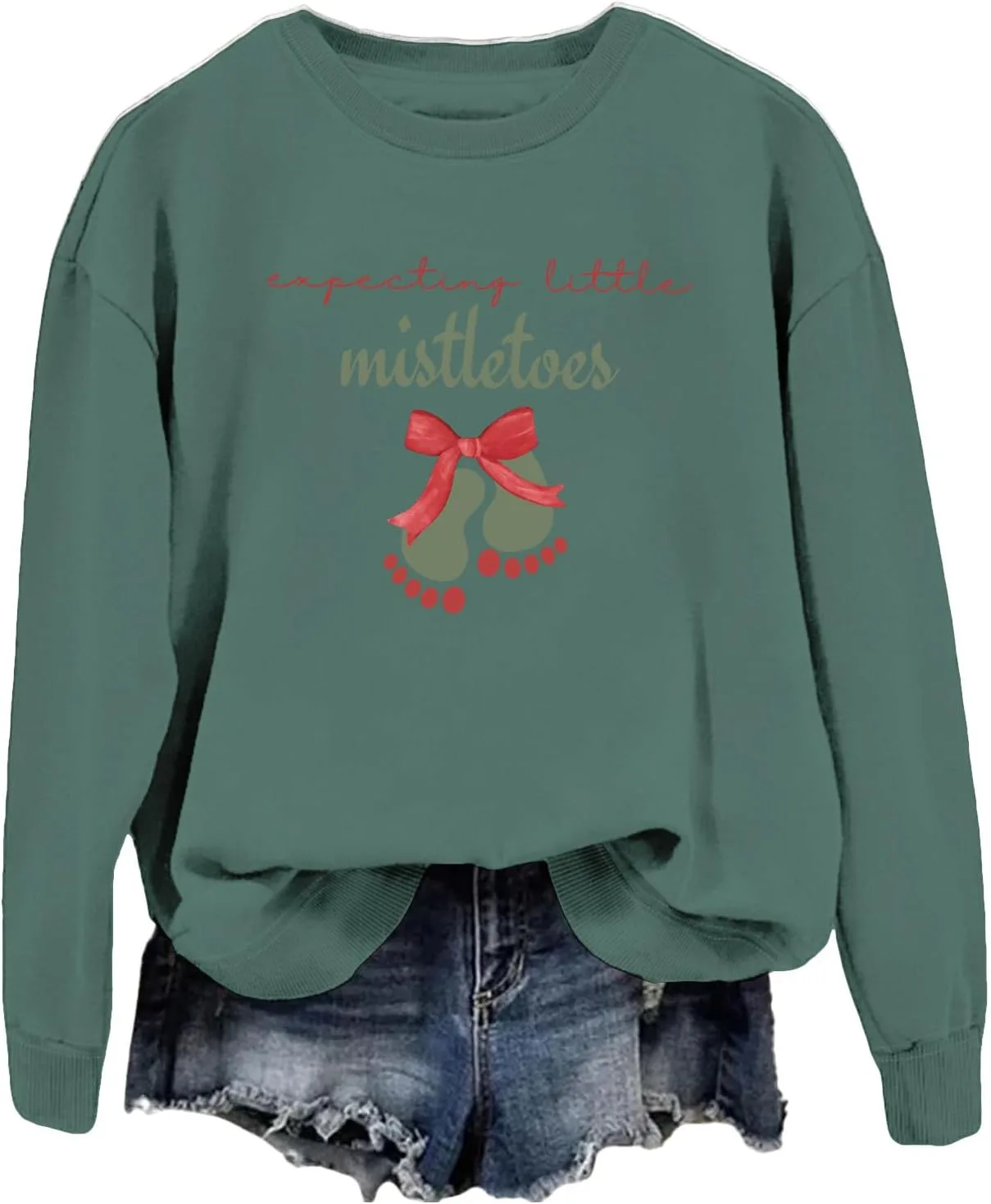 

Свитшот для беременных Expecting Little Mistletoes MQZUO