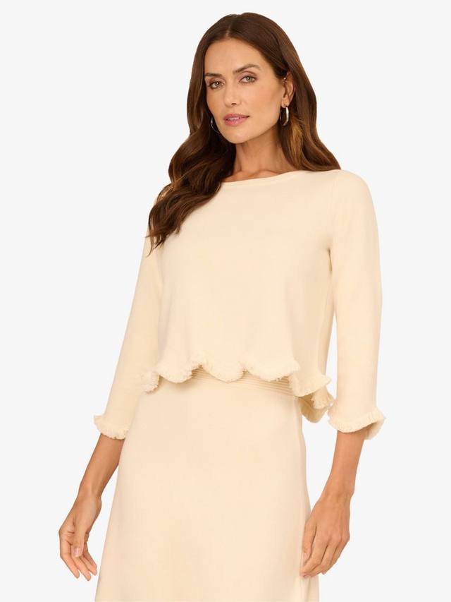 

Джемпер с лодочкой и ажурным краем Adrianna Papell, Cream