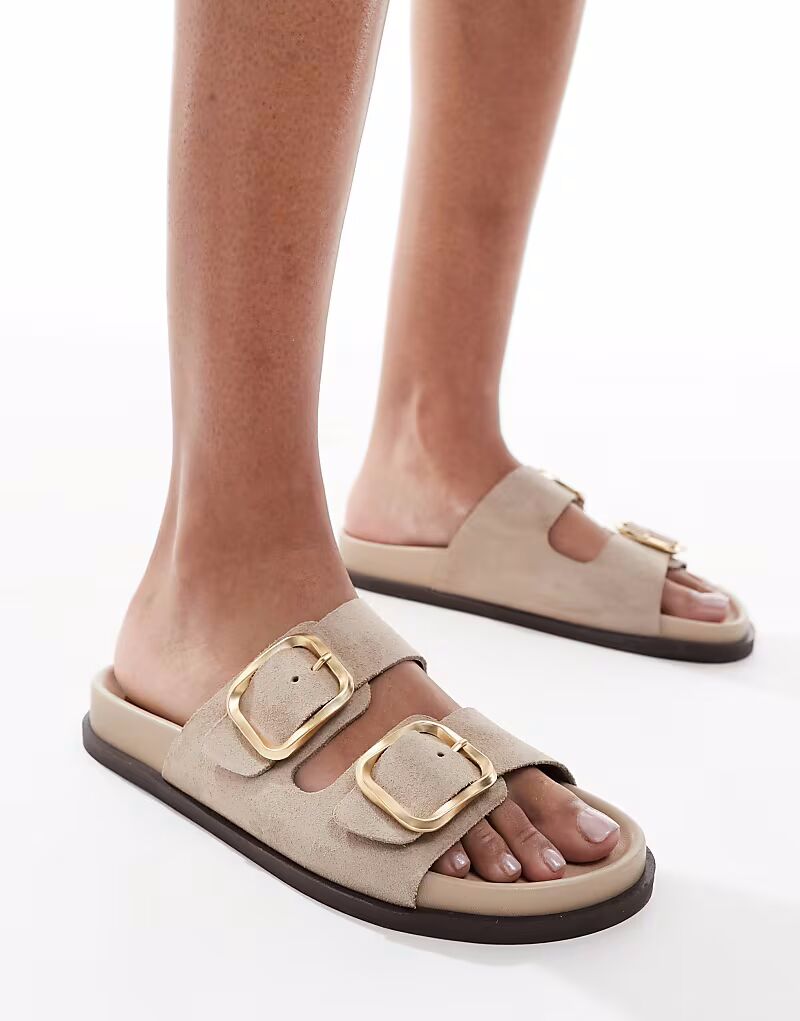 Сандалии schuh Tylee с двойной пряжкой из серо-коричневой замши