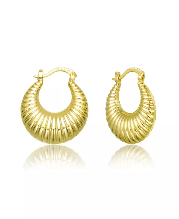 

Длинные серьги-кольца в форме ракушки, покрытые белым золотом, 14-каратным золотом или 18-каратным розовым золотом Rachel Glauber, gold