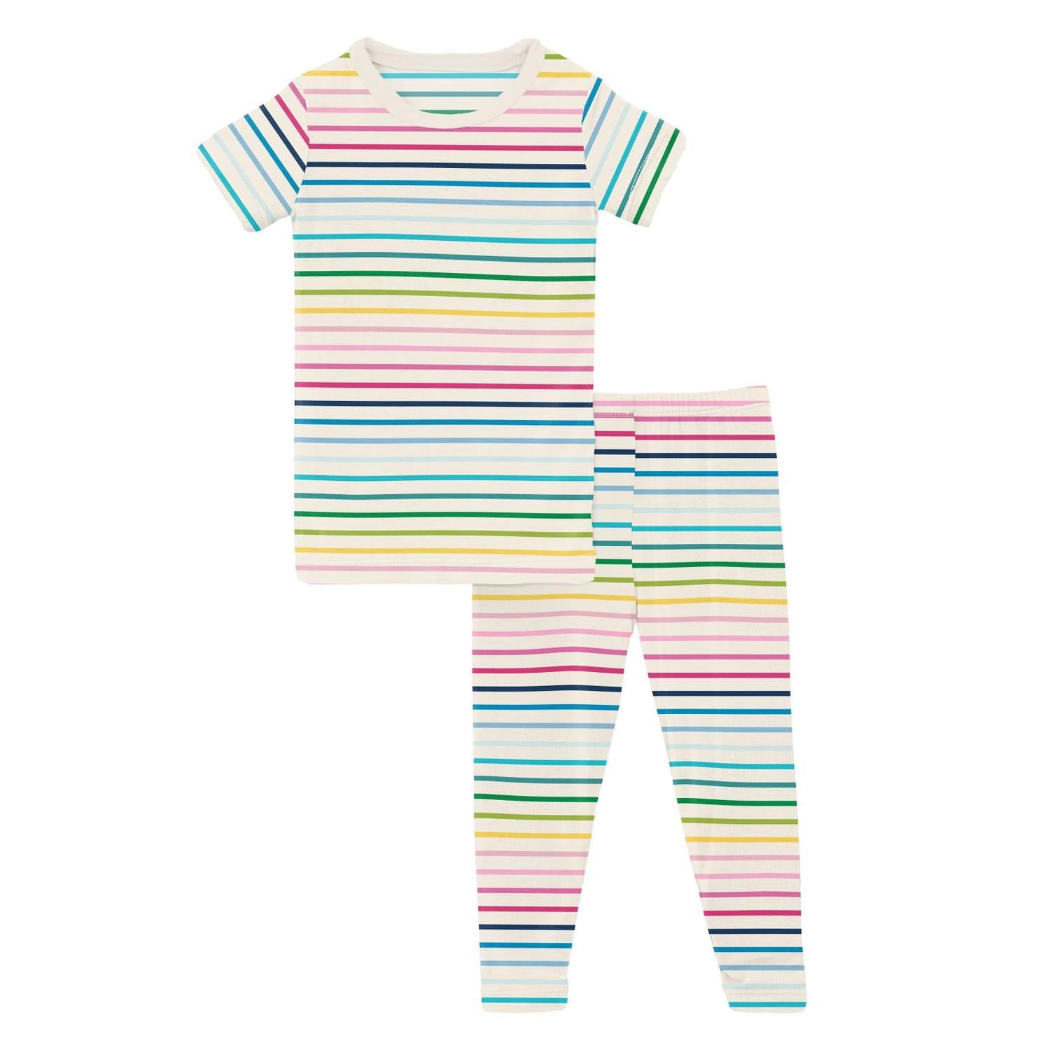 

Пижамный комплект с короткими рукавами для девочки в полоску Happy Stripe KICKEE, Happy Stripe