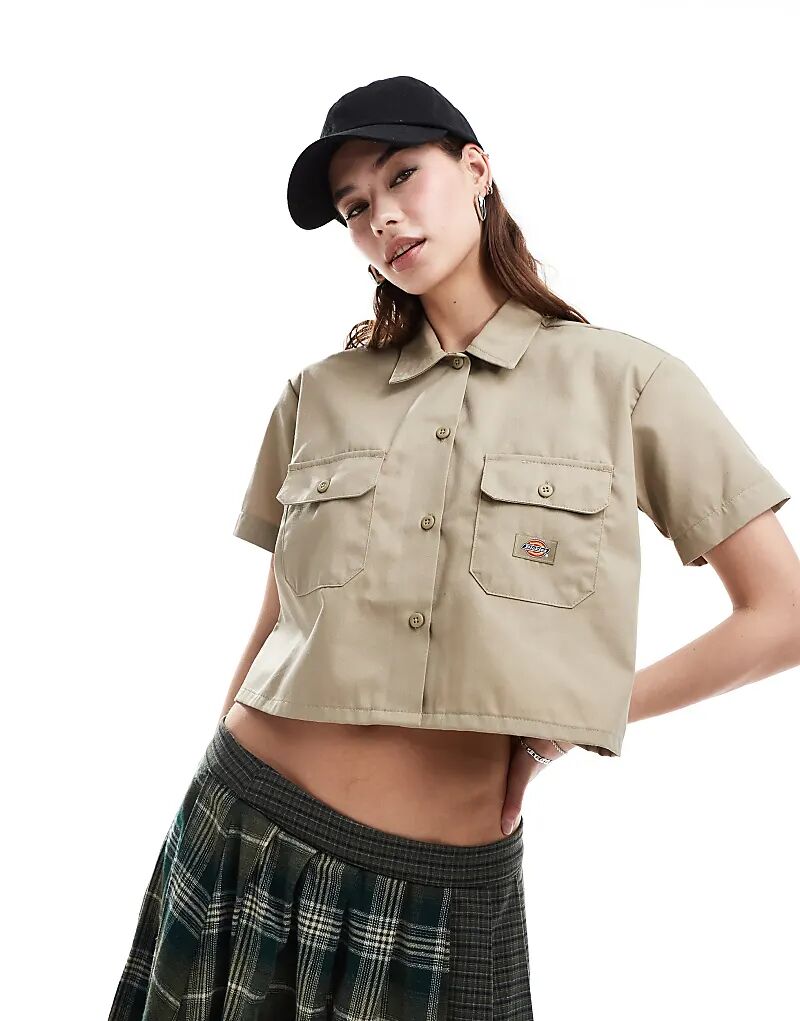 

Укороченная рабочая рубашка бежевого цвета Dickies
