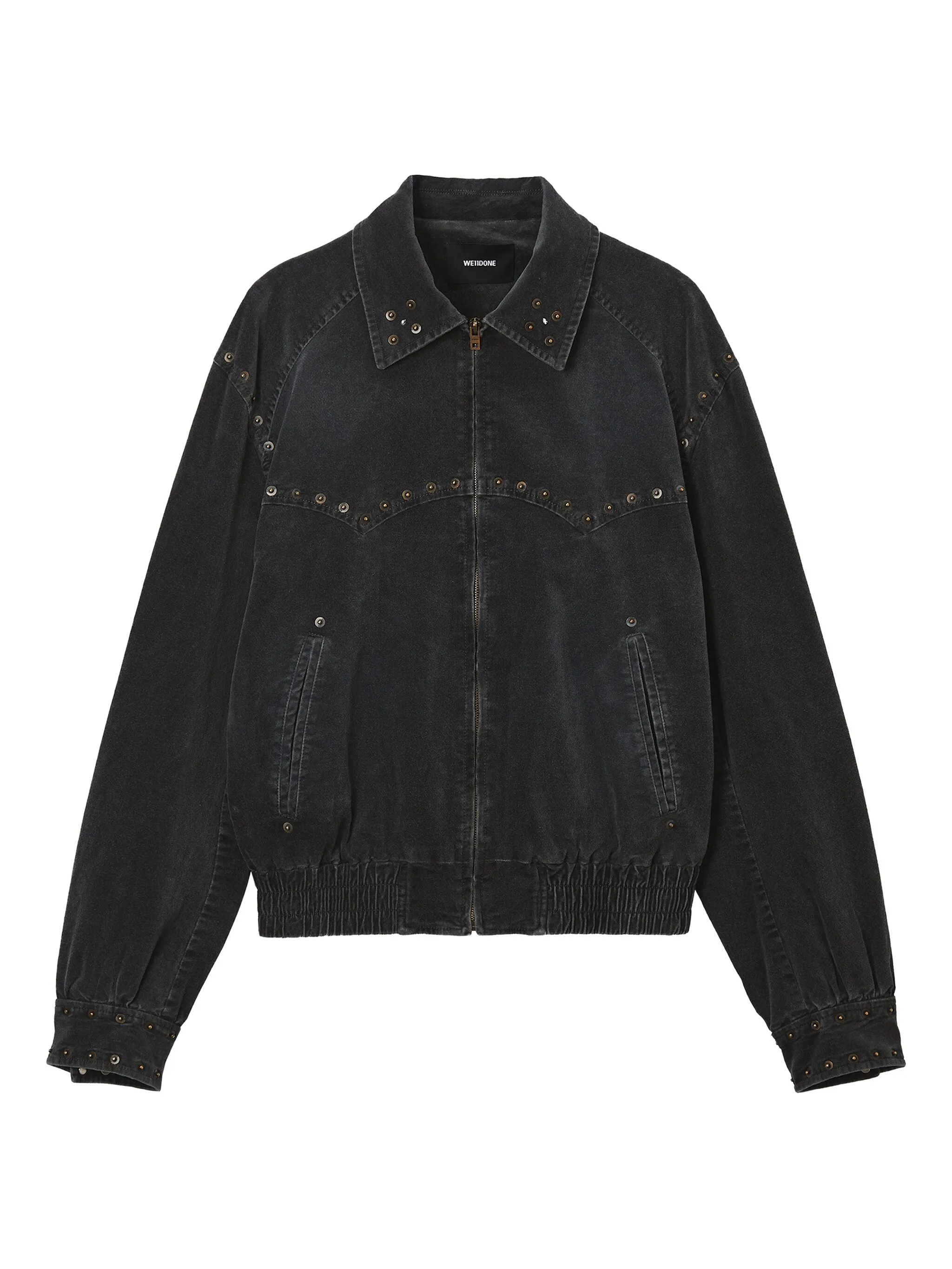 

Куртка на молнии с заклепками We11Done, черный