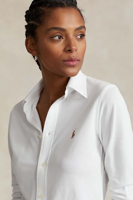 Хлопчатобумажную рубашку Polo Ralph Lauren, белый — фото 4