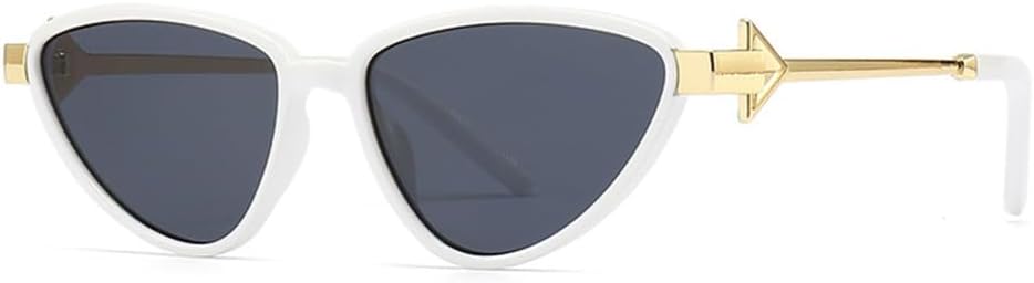 

Панк-солнцезащитные очки «кошачий глаз» для женщин, винтажные мужские солнцезащитные очки с дужкой в ​​форме стрелы, защита от ультрафиолета UV400 HDUBFY, C2 White Black