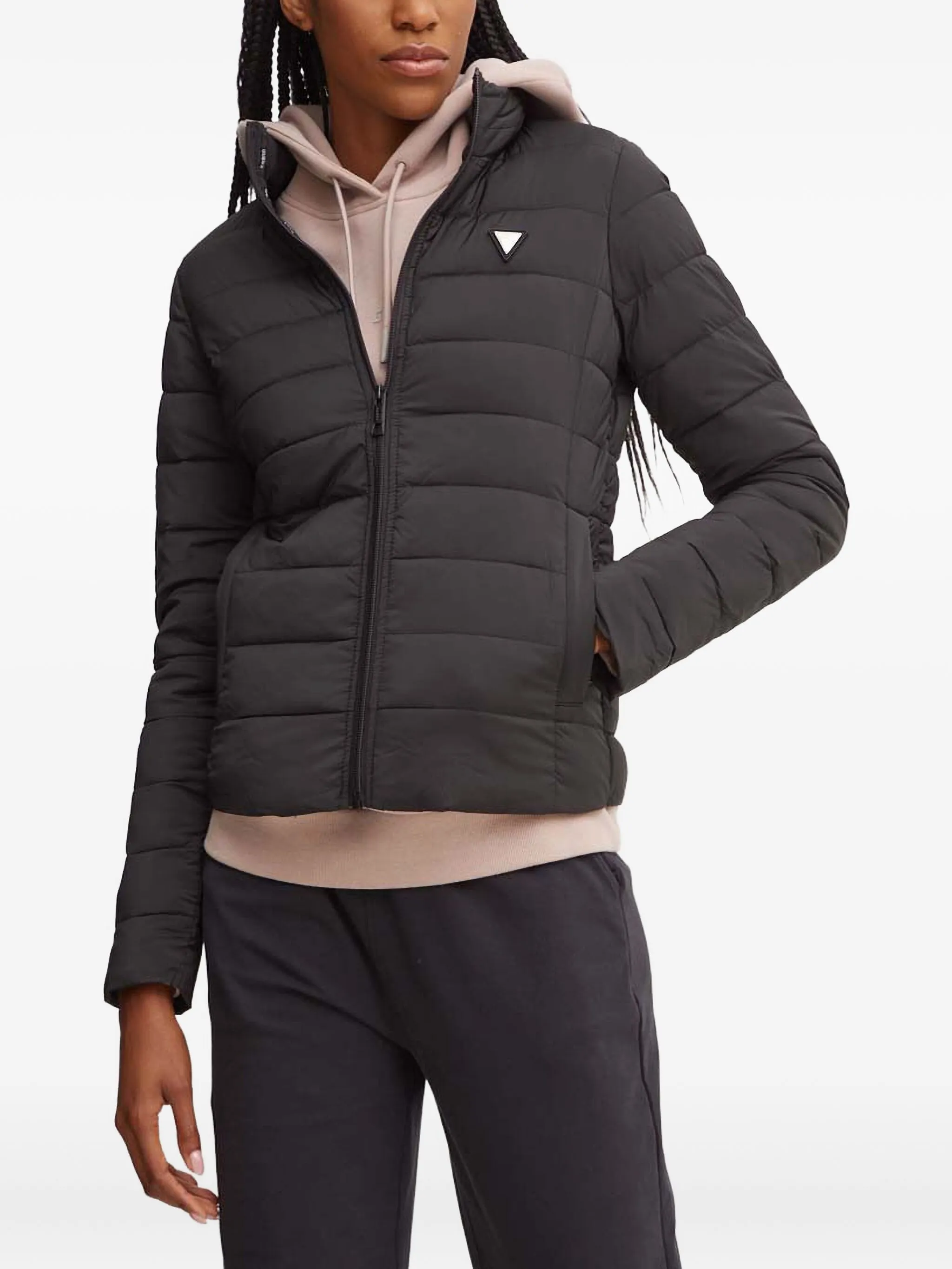 

Стеганый пуховик с логотипом Guess Usa, черный